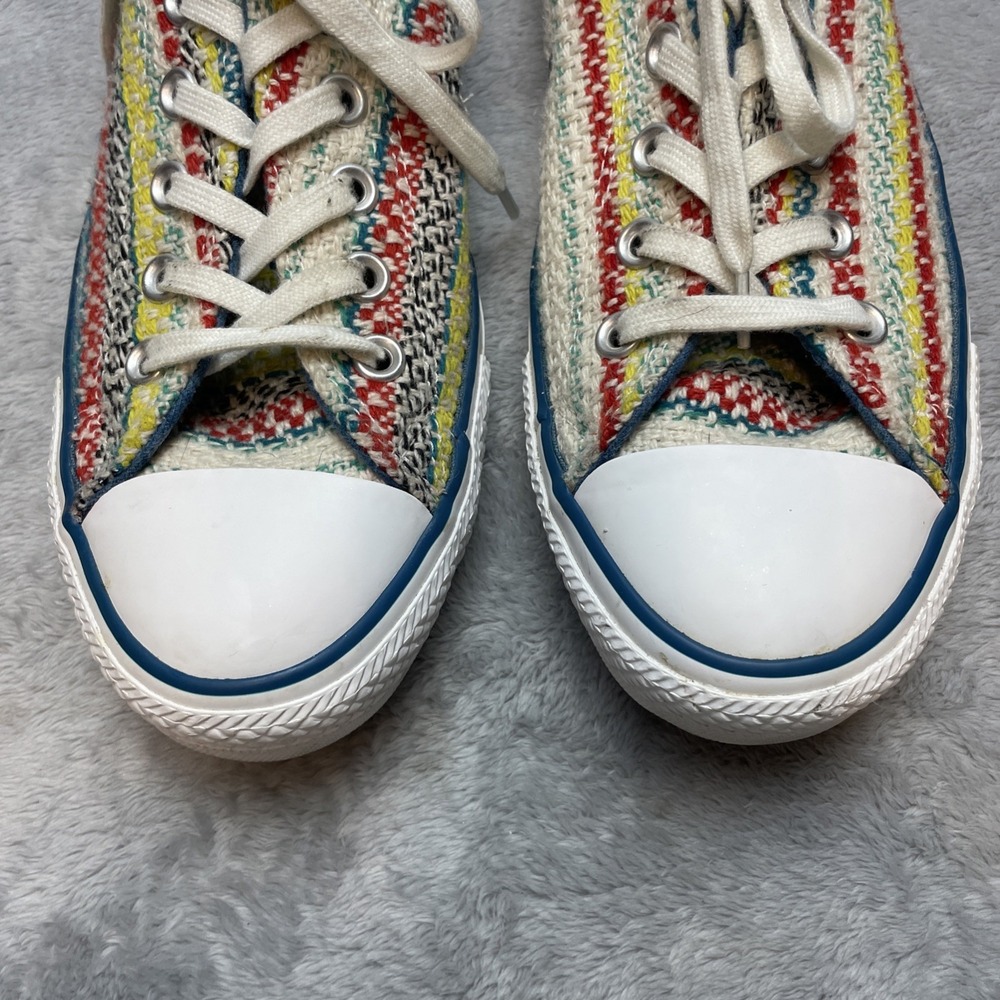 Converse All Star Womens Tweed Sneakers Sneakers Sz 9 Red Yellow Stripe Low Top - Picture 3 of 8